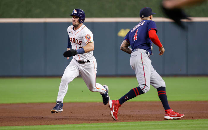 Alex Bregman round second at Minute Maid Park